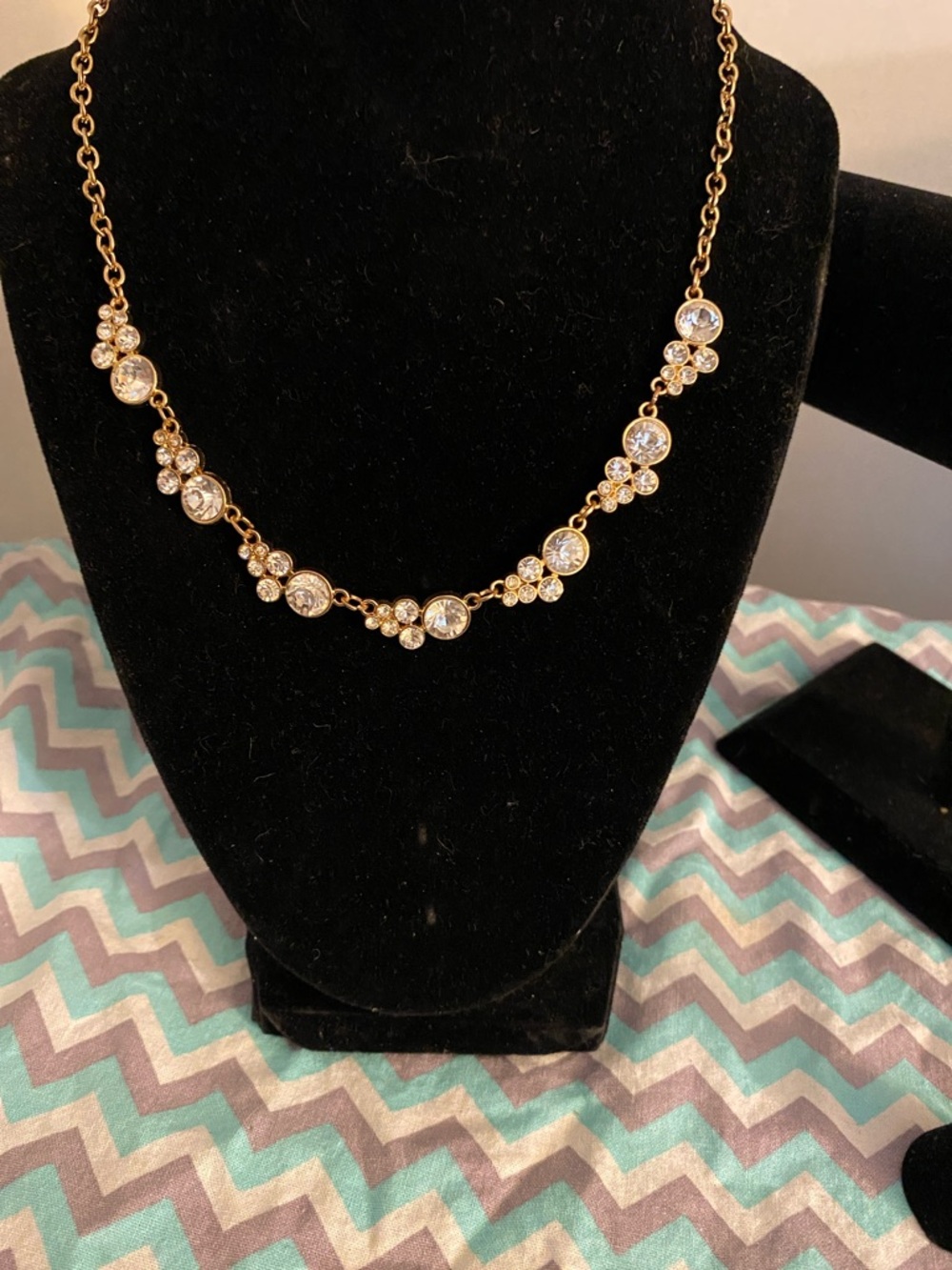 David's Bridal Gold-Tone Crystal Cluster Necklace